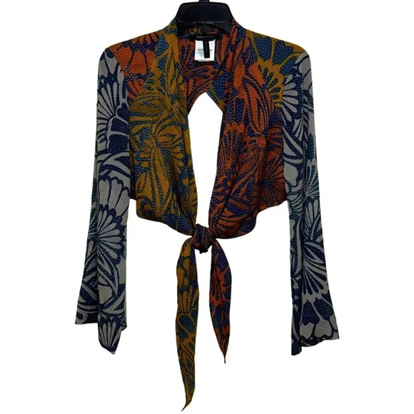 BCBG - “Amu” Patterned Tie Blouse - SZ S, Multi Color - Picture 3 of 8